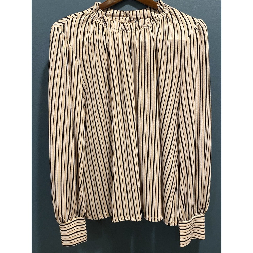 Adrianna Papell Women's Long Sleeve Striped Blouse Size XL